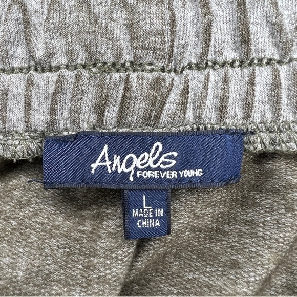 Angels Forever Young Green Distressed Look Jogger Pants Pockets Stretch Large - Picture 7 of 9